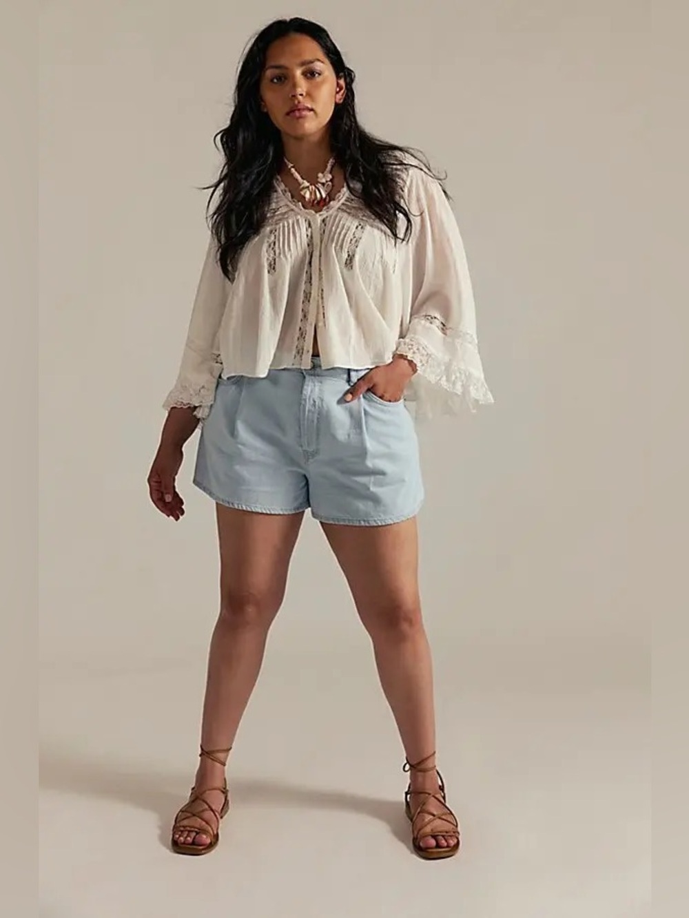 NWT! Free People We The Free CRVY Moon Sign Pleated Shorts Sz 26